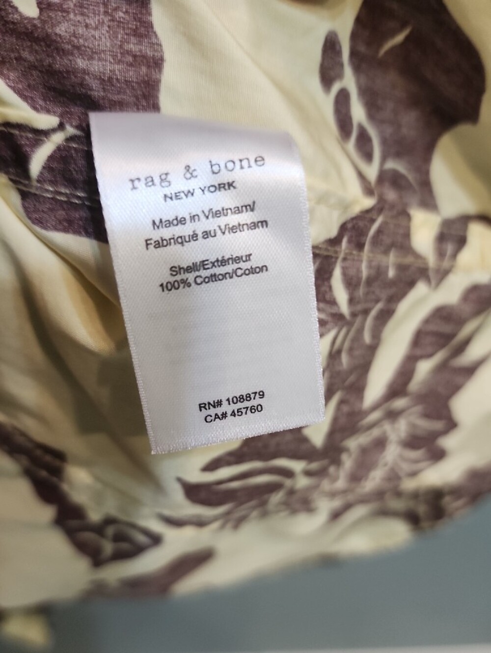 rag & bone Junie Zip Shirt Pale Yellow with Brown Floral Print Size Small - Picture 6 of 8
